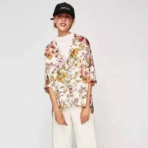 ZARA Flowing Floral Blouse - Size XS